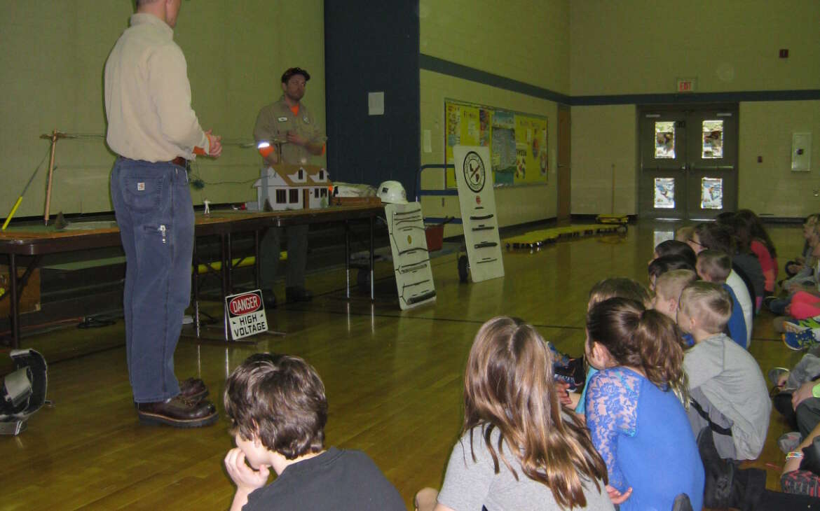 MBLP Lineman demonstrate safety to Cherry Creek Elementary