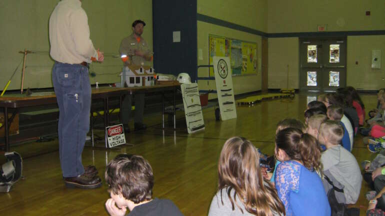 MBLP Lineman demonstrate safety to Cherry Creek Elementary
