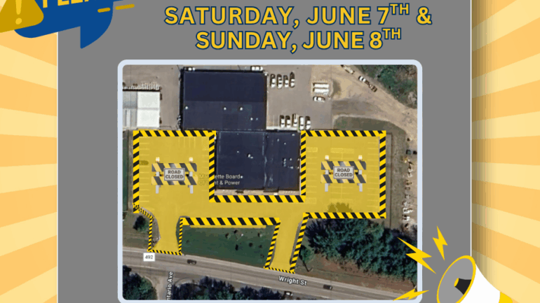 Parking Lot Closed – Sat. June 7th & Sun. June 8th