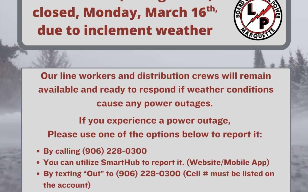 Billing office closed – Monday, March 16th, 2026