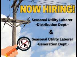 Now Hiring – Seasonal Utility Laborer – Dist & Generation Department