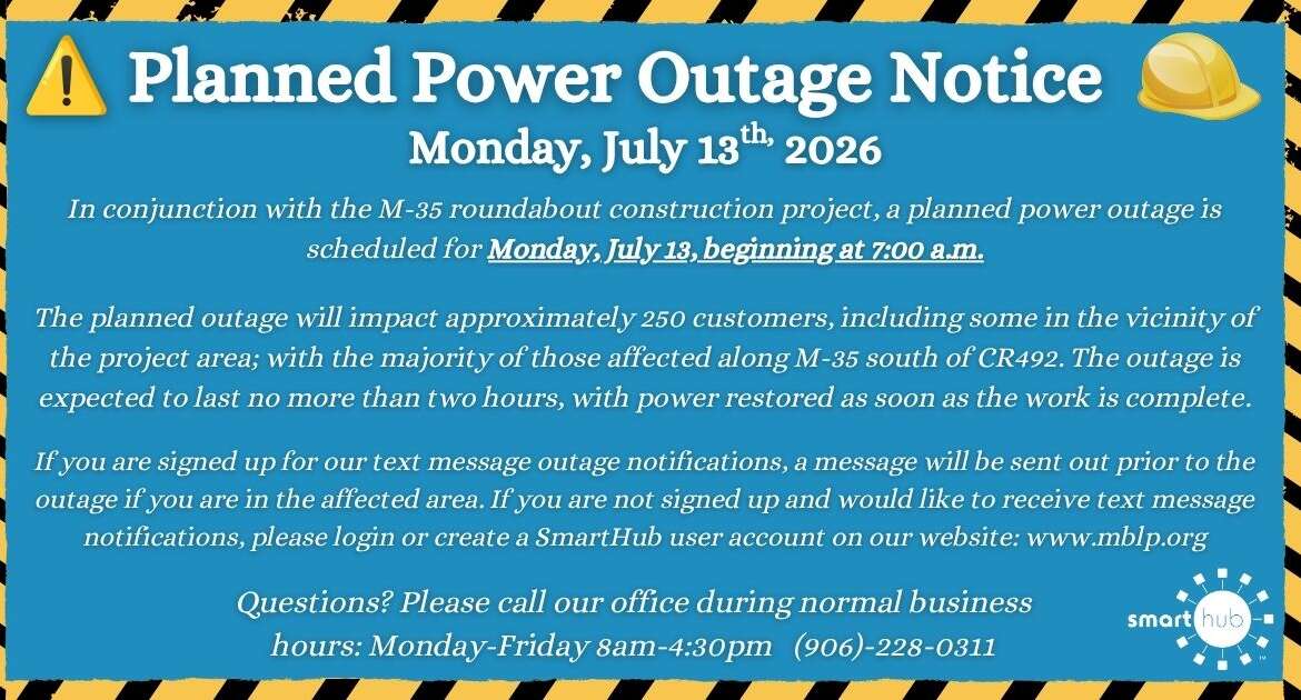Planned Power Outage Notice – Monday, July 13th