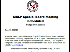 Special Board Meeting Scheduled – 09/10/26 – 1:30pm – Budget Work Session