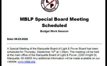 Special Board Meeting Scheduled – 09/10/26 – 1:30pm – Budget Work Session
